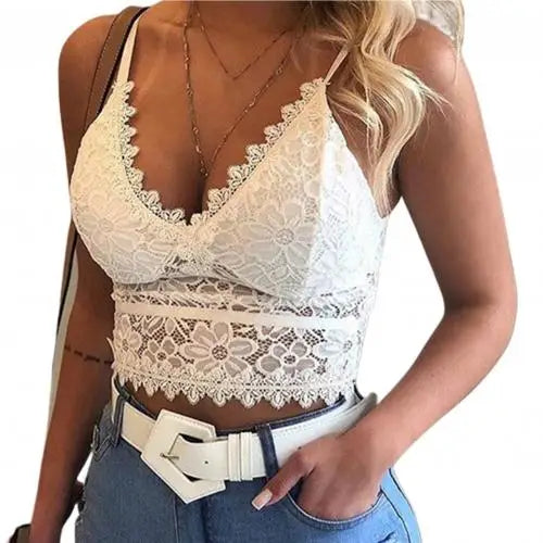 Women Sexy Underwire Bras Adjustable Push Up Strap Bra Women V Neck Triangle Cup Lace Camisole Bralette Wireless Bra Brassiere