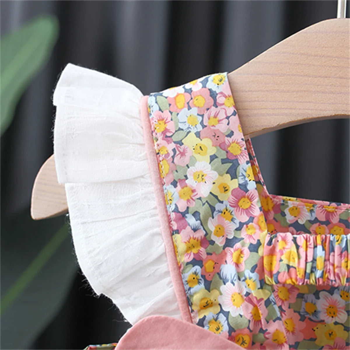 Summer Girl'S Suspender Dress Baby Girl Korean Version Bow Floral Print Lace Small Flying Sleeve Princess Dress