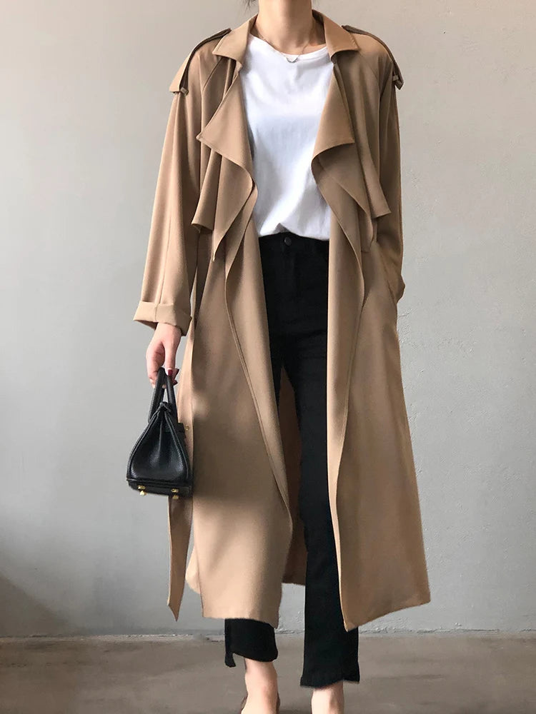 SEDUTMO Spring Women Long Trench Coat Fashion Windbreaker Vintage Oversize Pocket Elegant Office Outwear With Belt ED1859