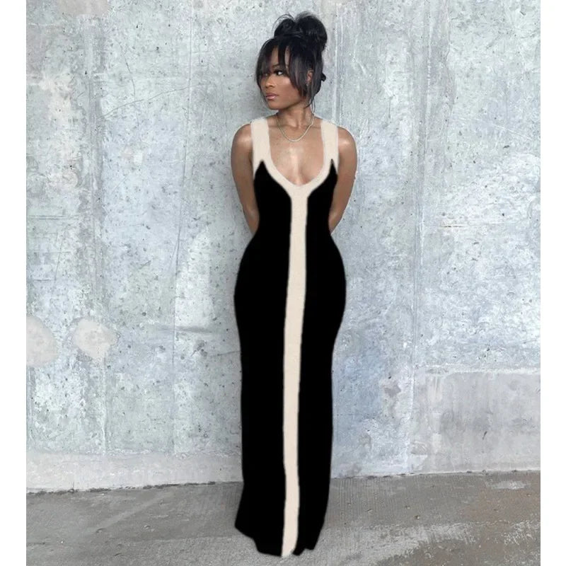 2025 Y2K INS Clothes Elegant Strap Sleeveless High Waist Slit Bodycon Evening Dress Sexy V Neck Corset Party Dress for Women