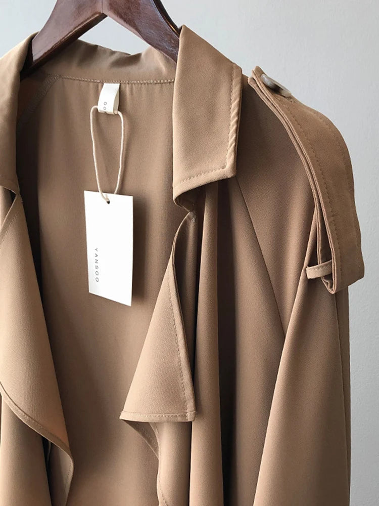 SEDUTMO Spring Women Long Trench Coat Fashion Windbreaker Vintage Oversize Pocket Elegant Office Outwear With Belt ED1859