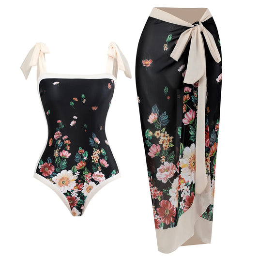 2025 Sexy Two-Piece Skirt Women's Bikini Set Push Up Floral Print Swimwear Sling Beachwear Swimsuit Party Brazilian Bathing Suit