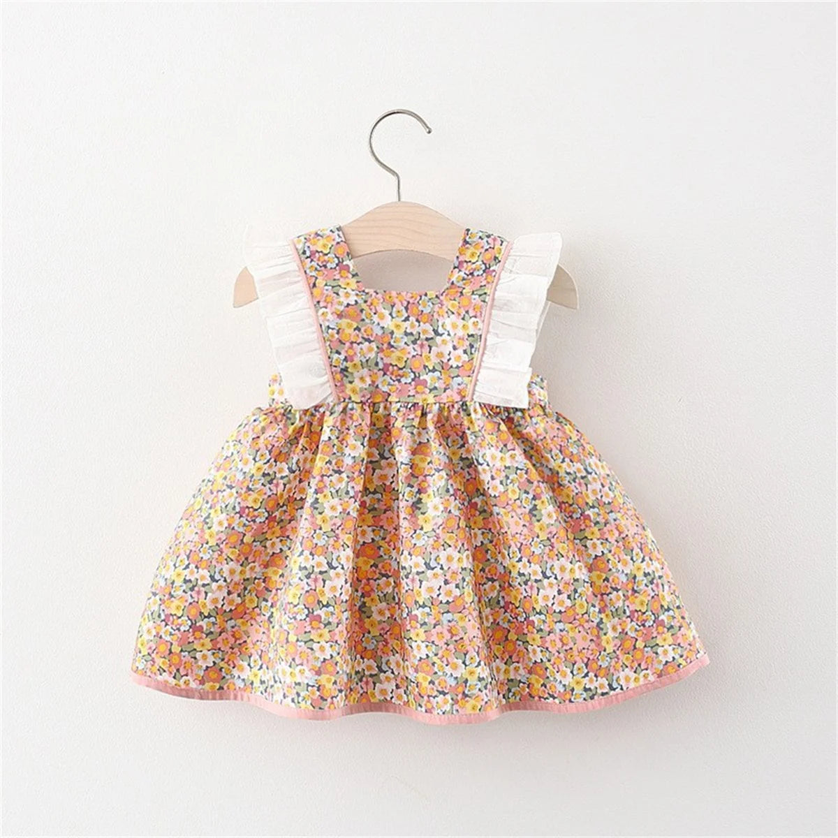 Summer Girl'S Suspender Dress Baby Girl Korean Version Bow Floral Print Lace Small Flying Sleeve Princess Dress