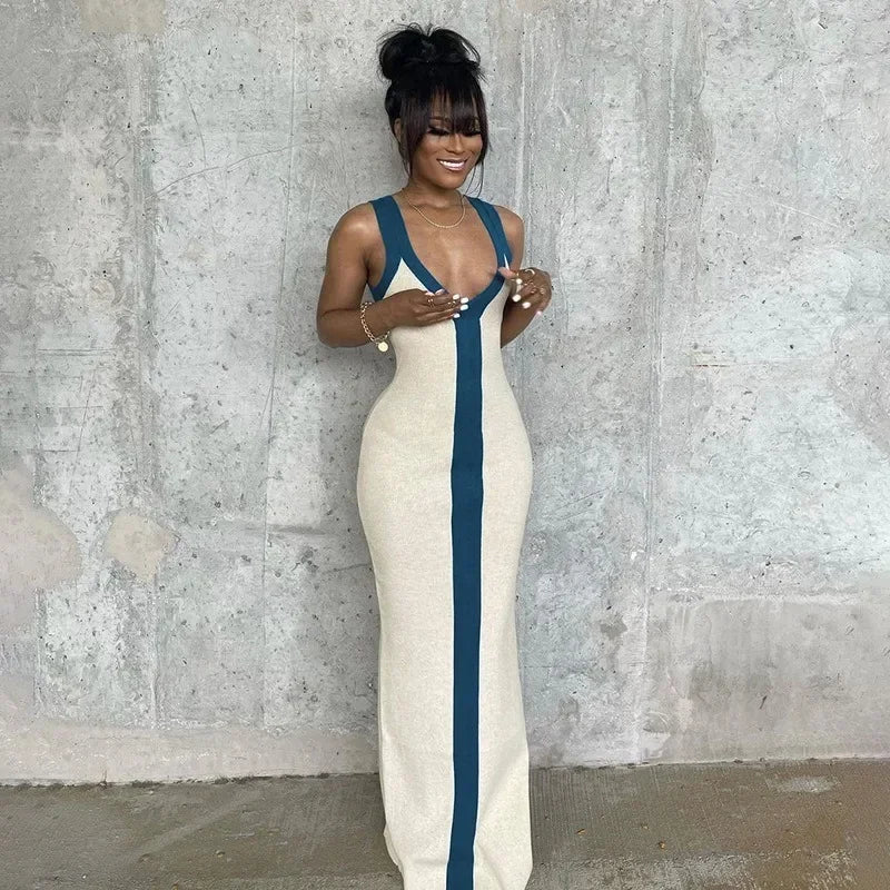 2025 Y2K INS Clothes Elegant Strap Sleeveless High Waist Slit Bodycon Evening Dress Sexy V Neck Corset Party Dress for Women