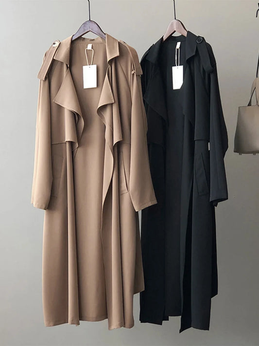 SEDUTMO Spring Women Long Trench Coat Fashion Windbreaker Vintage Oversize Pocket Elegant Office Outwear With Belt ED1859